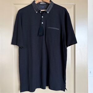 NWT Good Man Brand Black Cotton Collared Polo Shirt XL